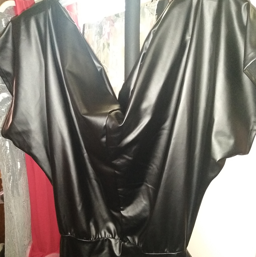 Faux leather one piece